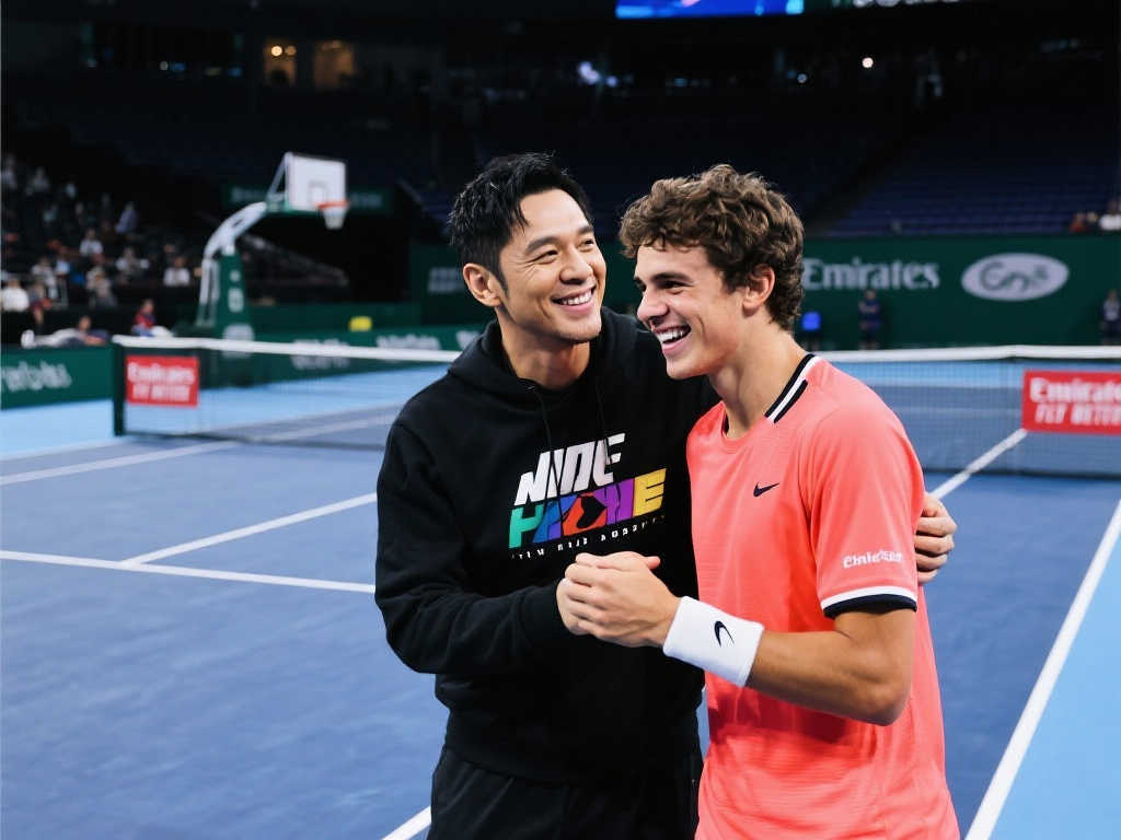 周杰伦与网球新星阿尔卡拉斯合影：见证冠军荣耀，点赞精彩对决